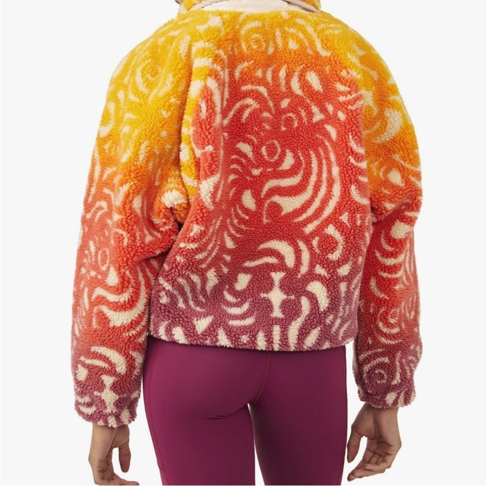Free People Ombre Sherpa Jacket in Yellow, Orange, Pink, Purple - Picture 3 of 6